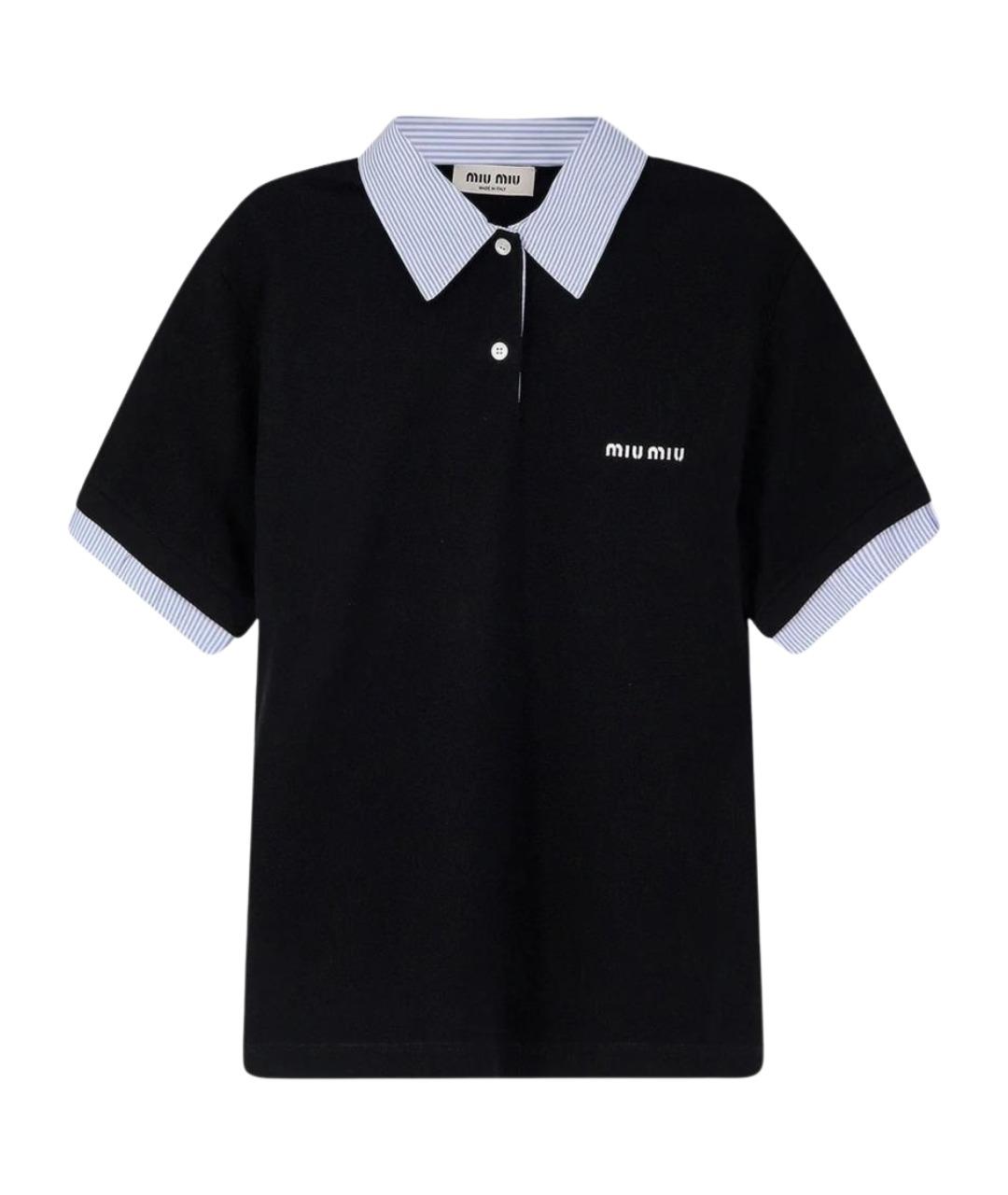 MIU MIU Черная хлопковая футболка, фото 1