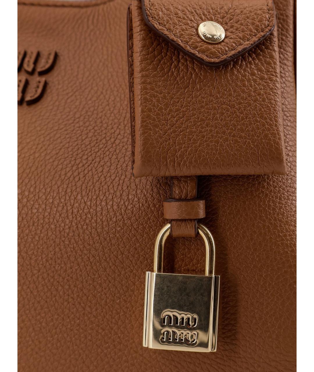 MIU MIU Коричневая кожаная сумка тоут, фото 5