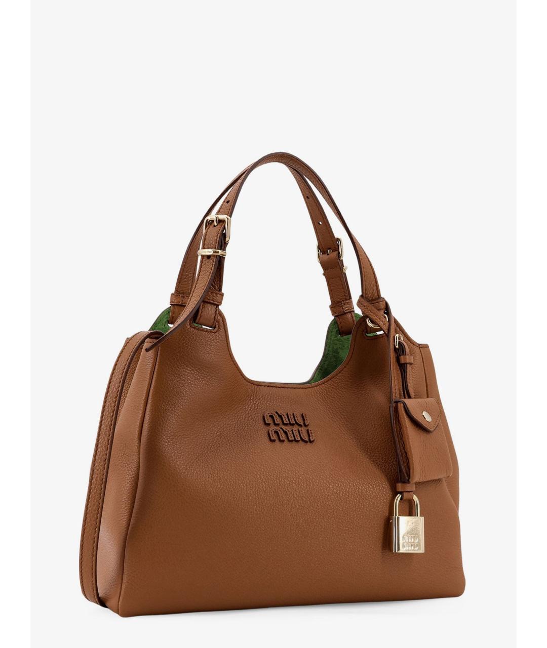 MIU MIU Коричневая кожаная сумка тоут, фото 3