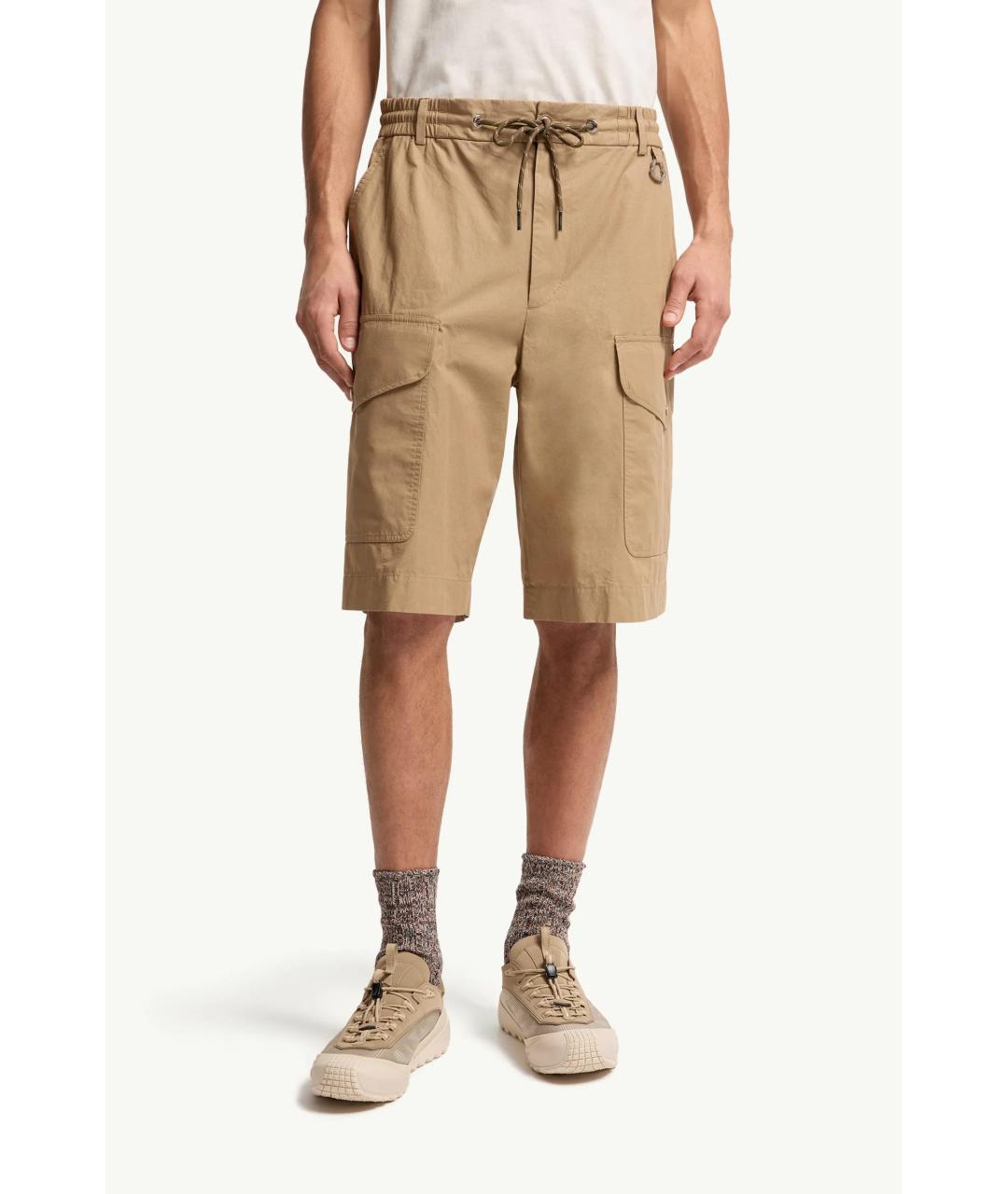 MONCLER Бежевые хлопковые шорты, фото 4