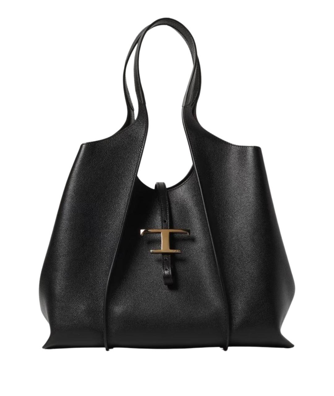 TOD'S Черная кожаная сумка тоут, фото 1