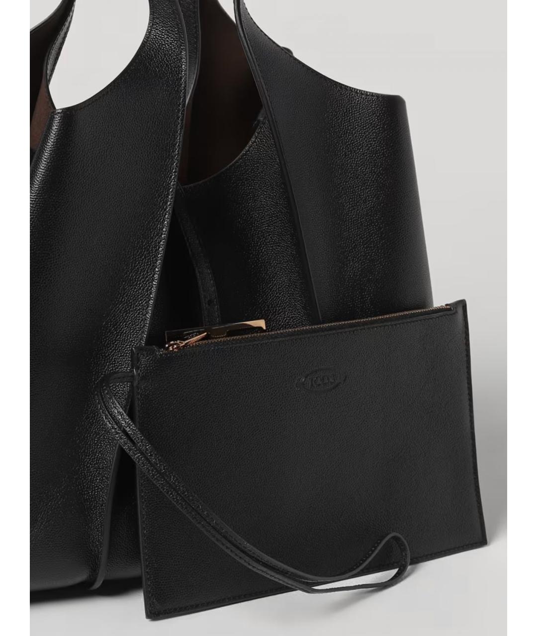 TOD'S Черная кожаная сумка тоут, фото 3