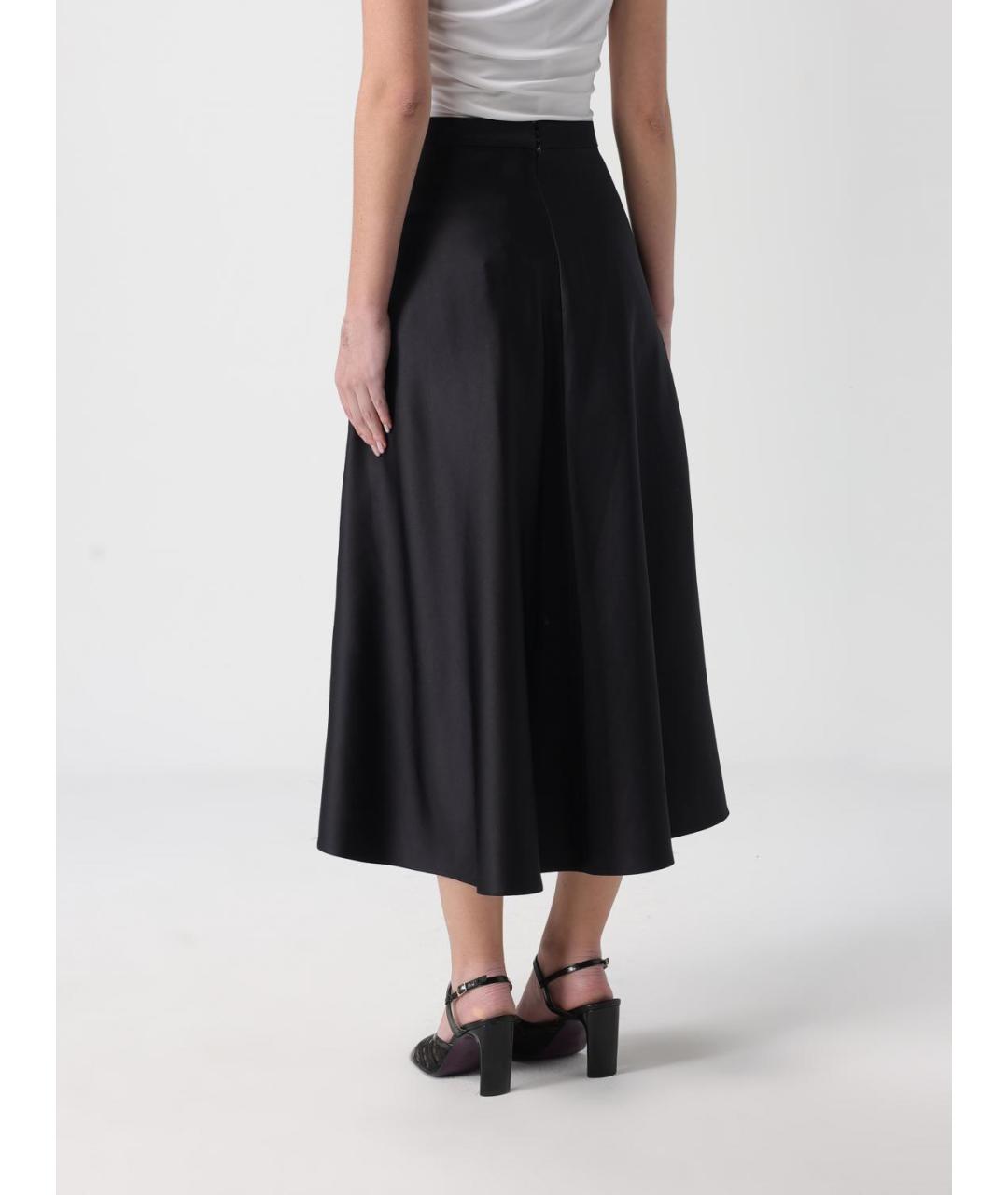 ELISABETTA FRANCHI Черная полиэстеровая юбка миди, фото 2