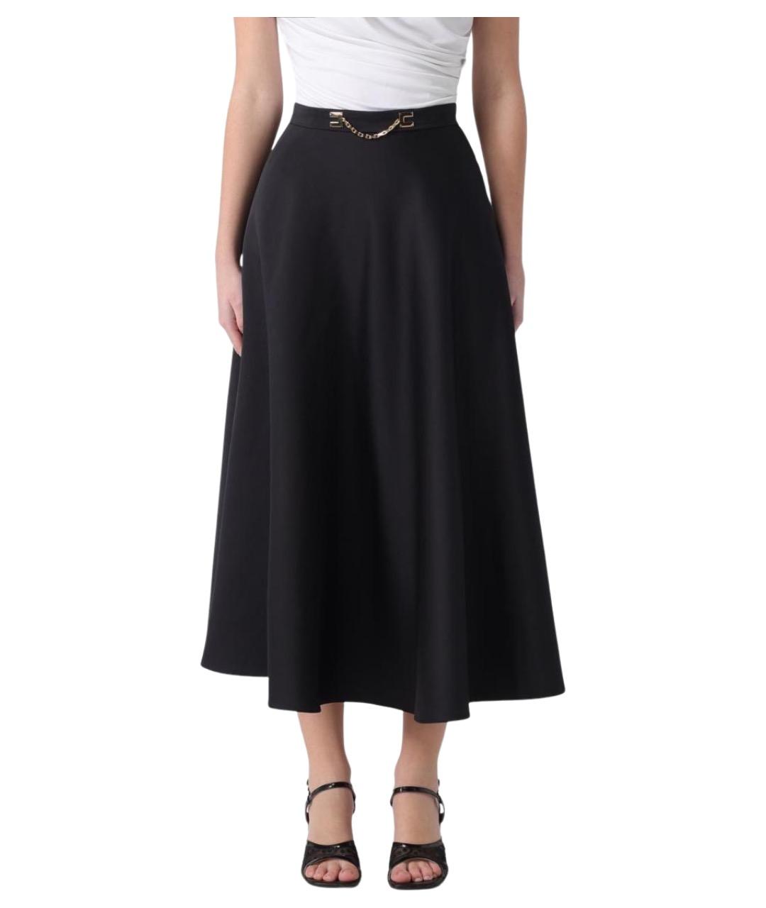 ELISABETTA FRANCHI Черная полиэстеровая юбка миди, фото 1