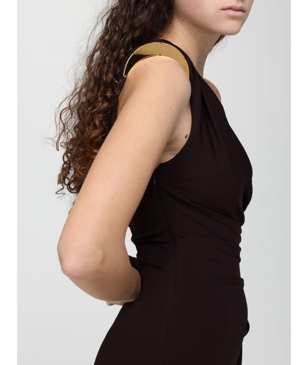 ELISABETTA FRANCHI Коричневое полиэстеровое вечернее платье, фото 3