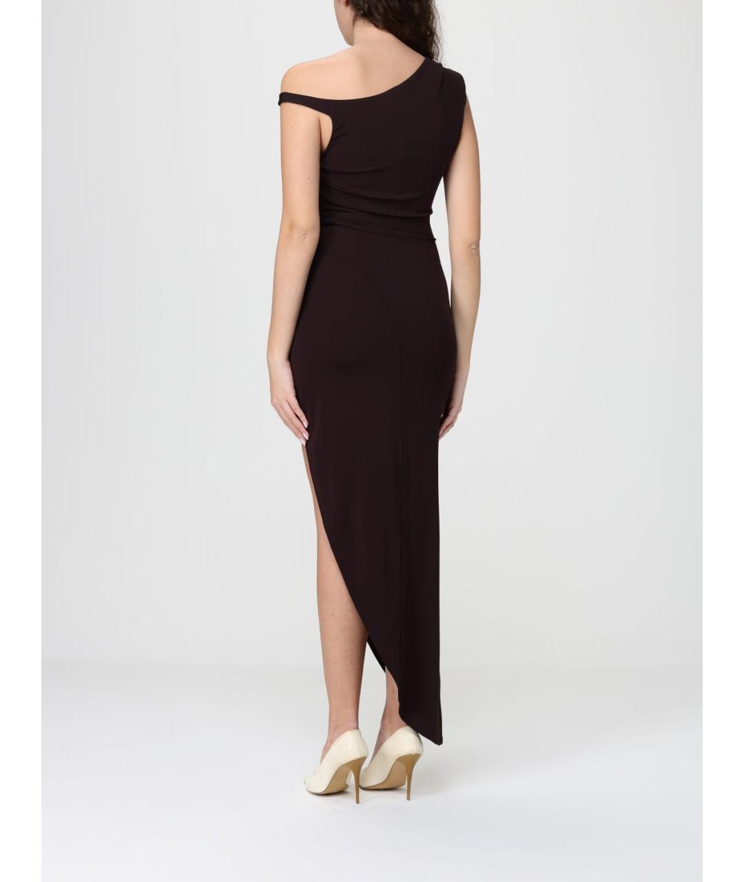 ELISABETTA FRANCHI Коричневое полиэстеровое вечернее платье, фото 2