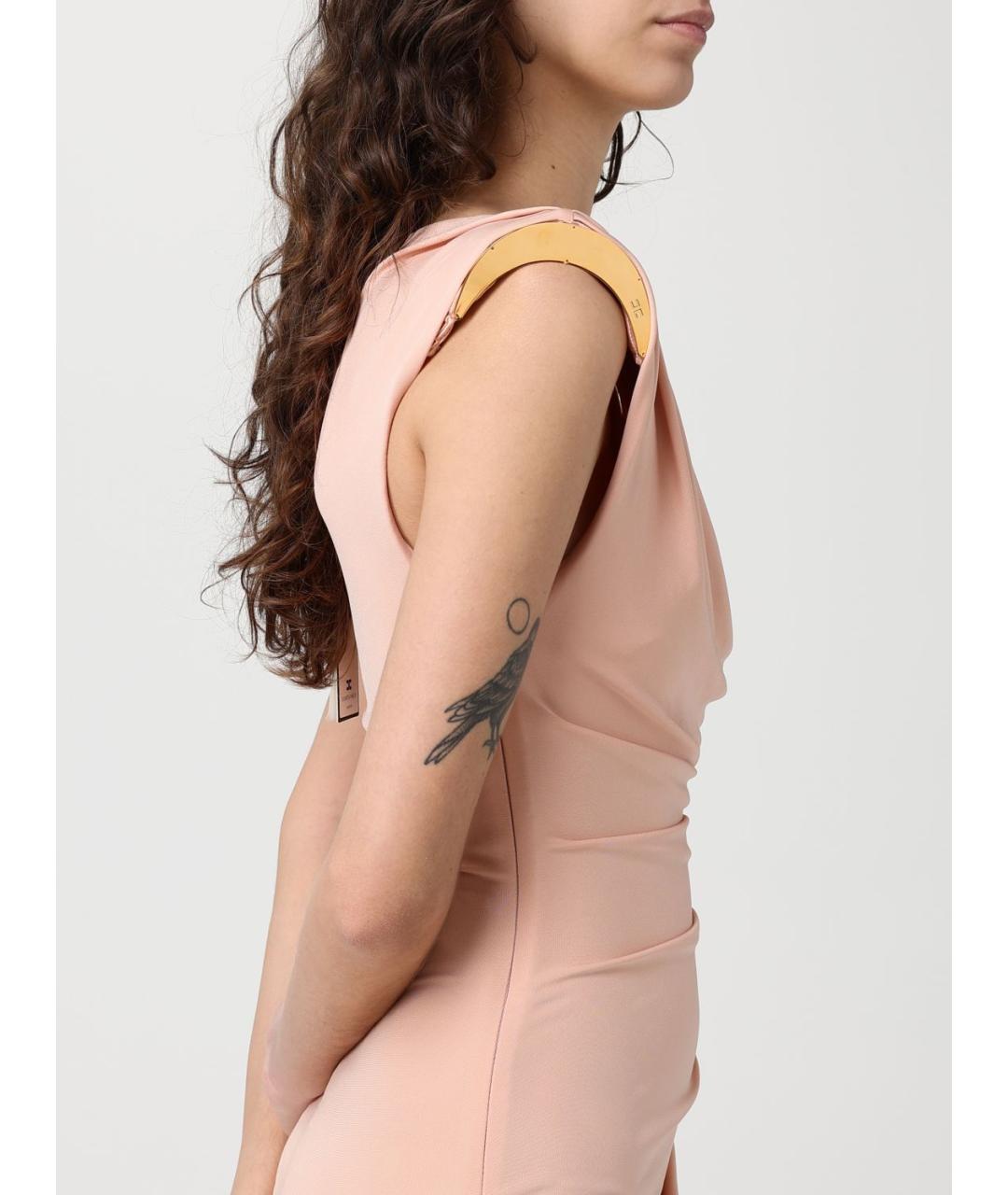 ELISABETTA FRANCHI Бежевое полиэстеровое вечернее платье, фото 3