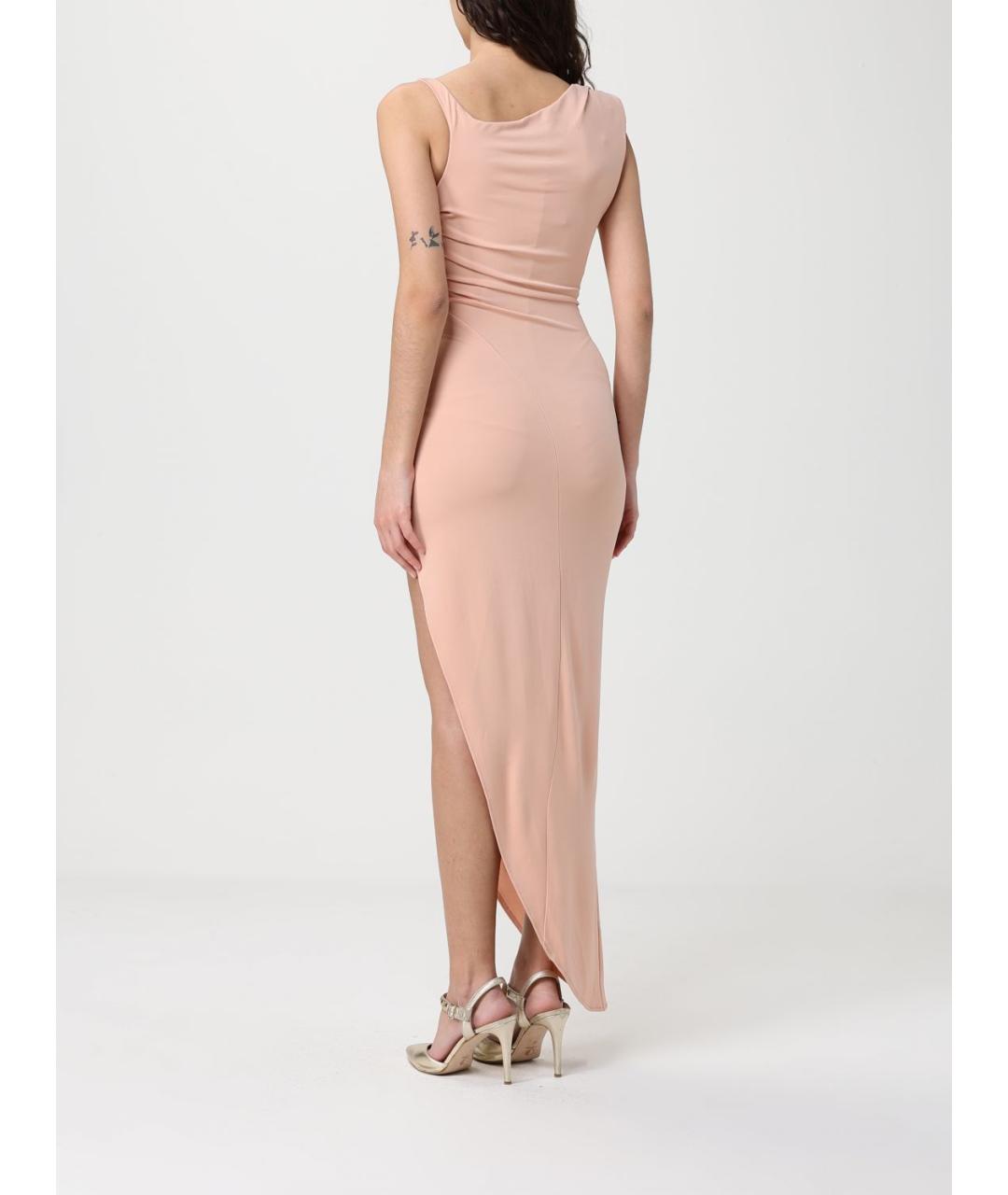 ELISABETTA FRANCHI Бежевое полиэстеровое вечернее платье, фото 2