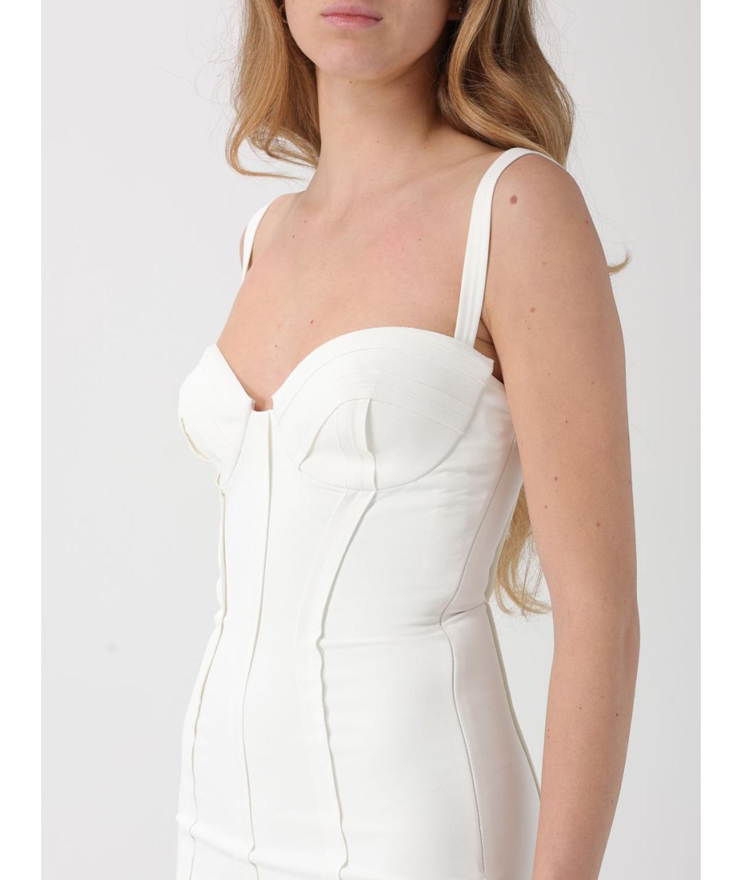 ELISABETTA FRANCHI Белое полиэстеровое повседневное платье, фото 3