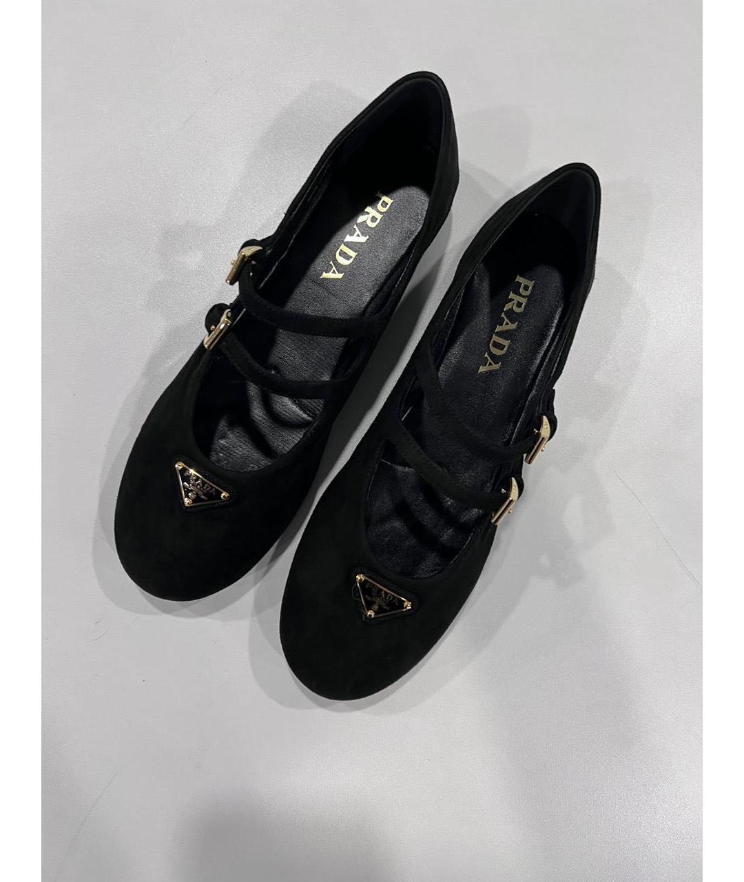 PRADA Черные замшевые балетки, фото 5