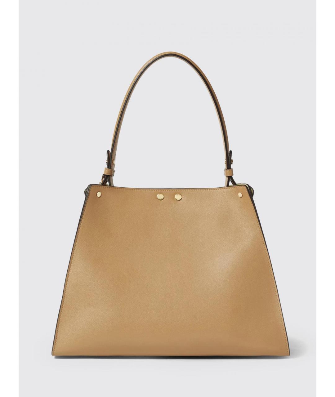 FENDI Бежевая кожаная сумка через плечо, фото 3