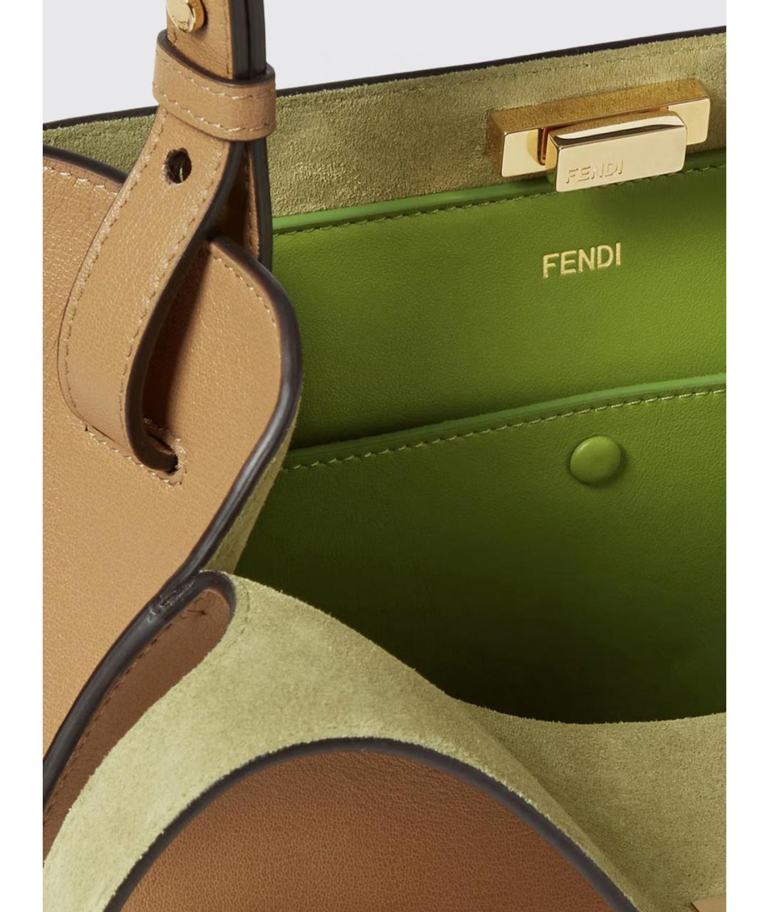 FENDI Бежевая кожаная сумка через плечо, фото 4