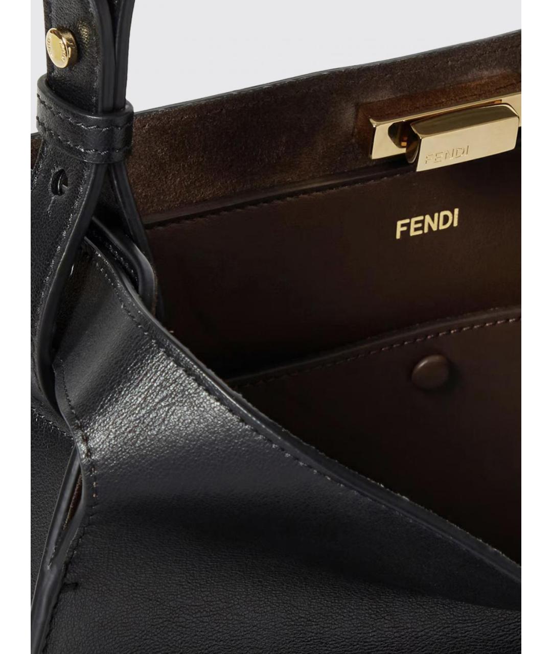 FENDI Черная кожаная сумка через плечо, фото 4