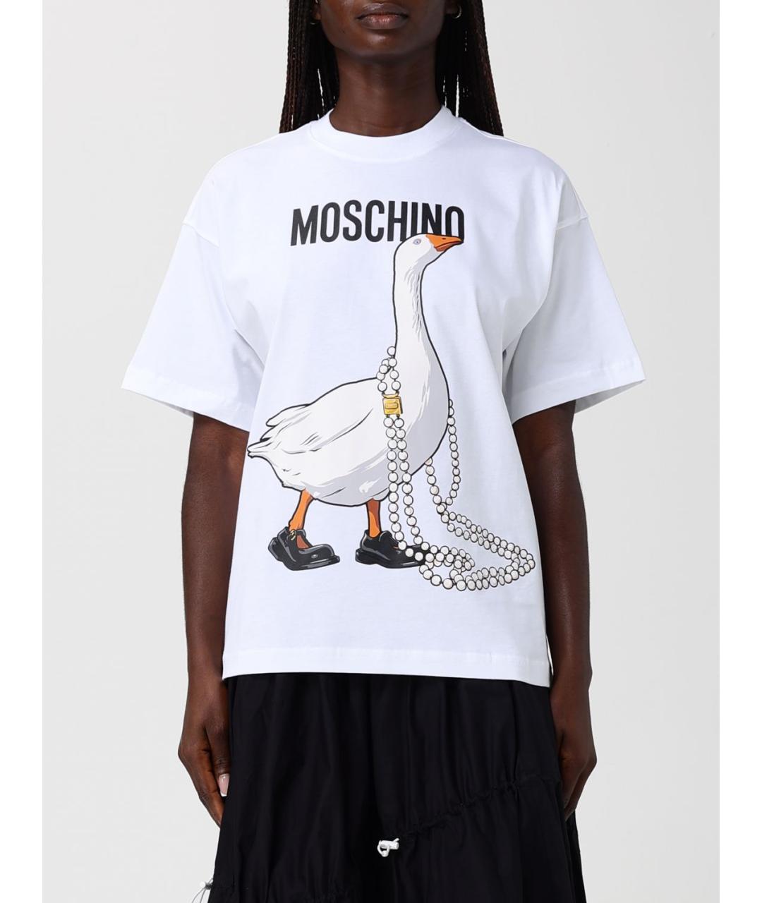 MOSCHINO Белая хлопковая футболка, фото 5
