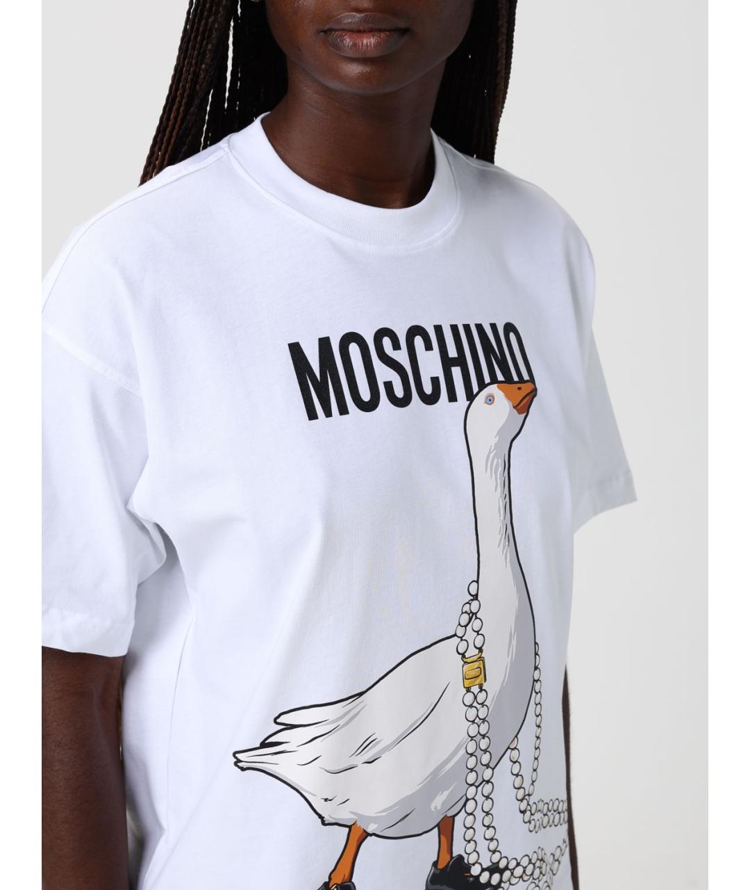 MOSCHINO Белая хлопковая футболка, фото 4