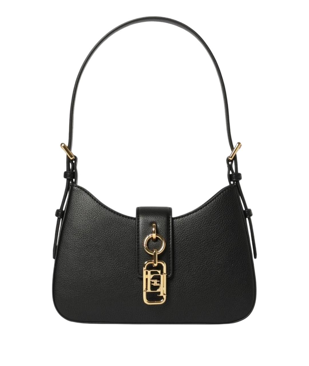 ELISABETTA FRANCHI Черная кожаная сумка через плечо, фото 1