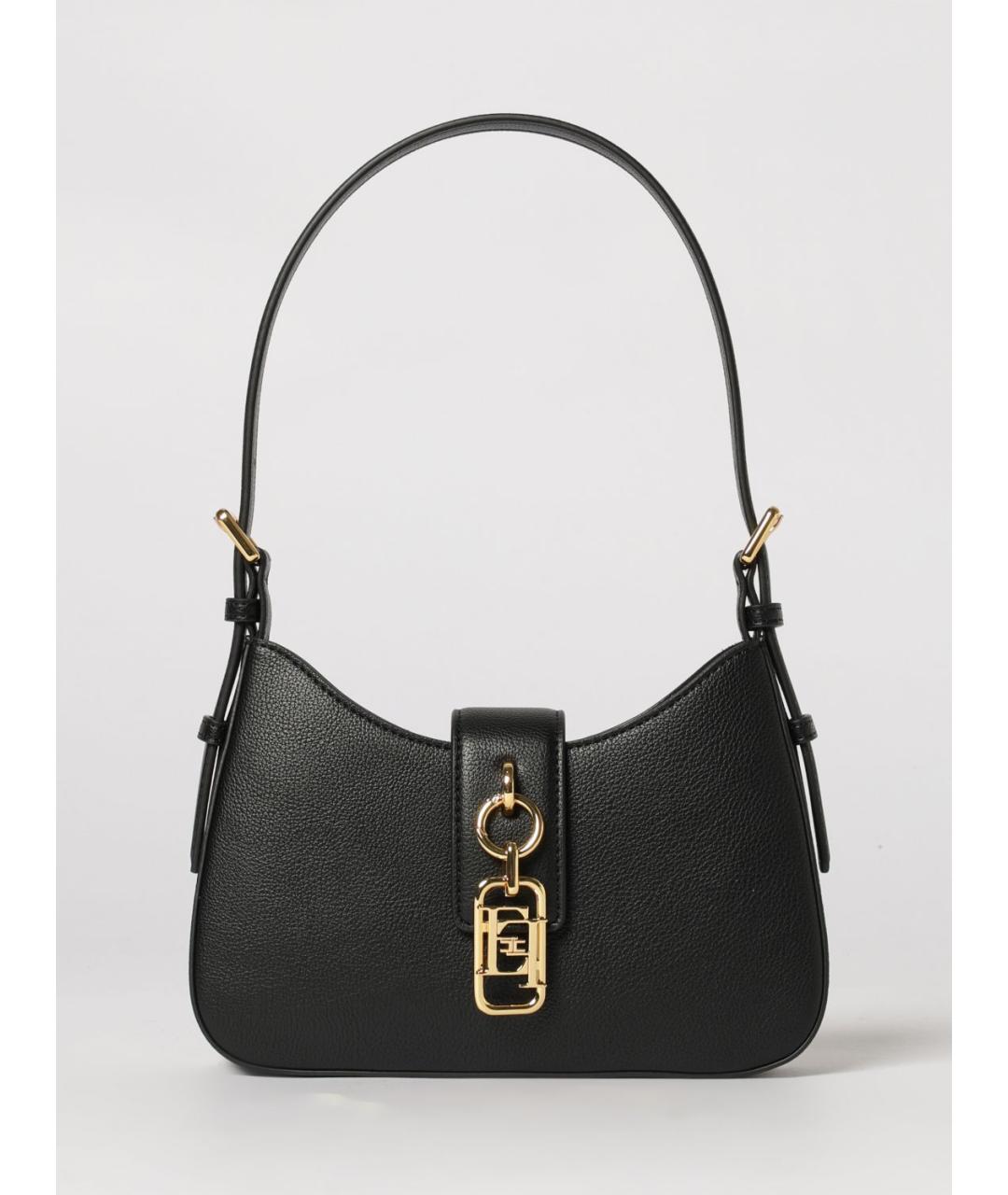 ELISABETTA FRANCHI Черная кожаная сумка через плечо, фото 4