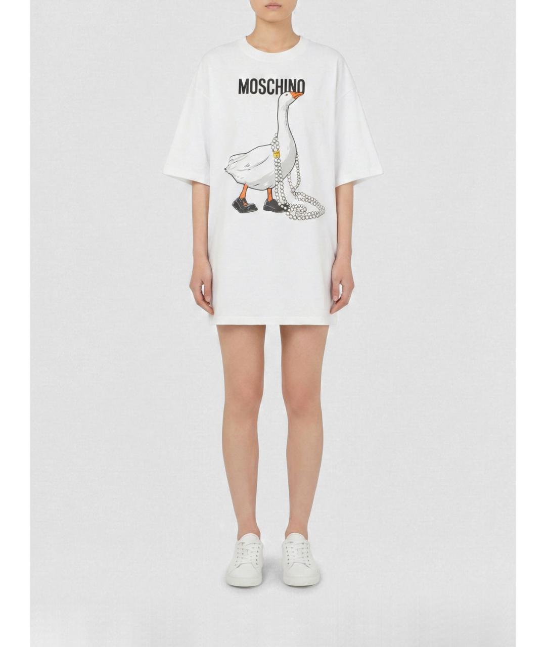MOSCHINO Белое хлопковое повседневное платье, фото 2