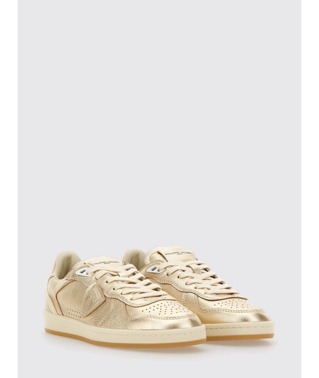 PHILIPPE MODEL Золотые кожаные кеды, фото 2