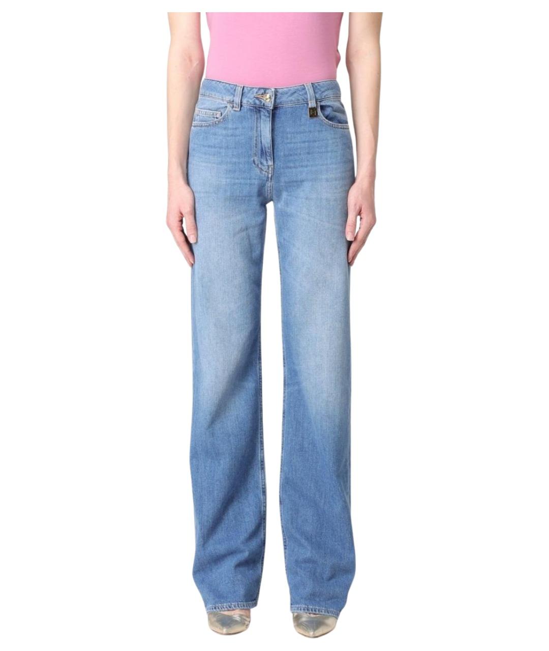 ELISABETTA FRANCHI Голубые хлопковые прямые джинсы, фото 1