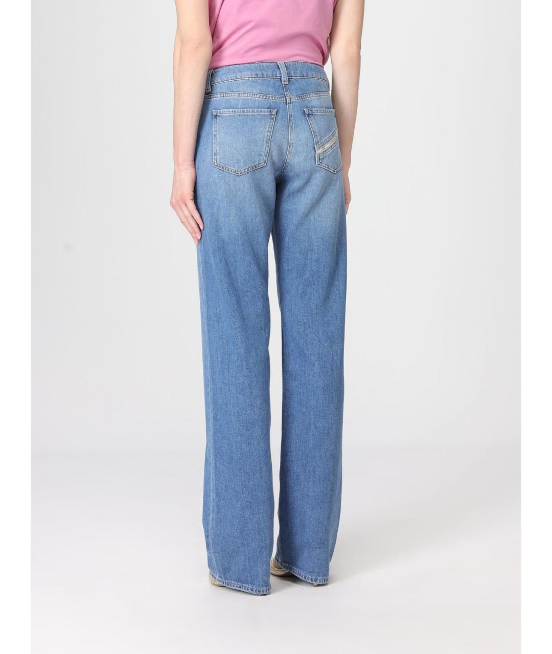 ELISABETTA FRANCHI Голубые хлопковые прямые джинсы, фото 2