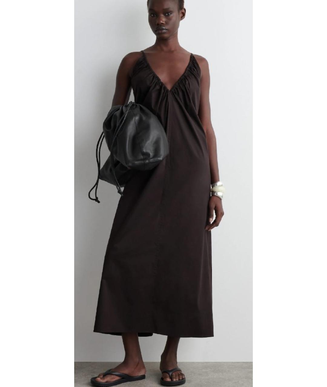 COS Коричневый хлопковый сарафан, фото 4