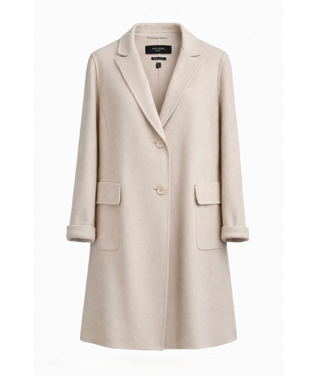 WEEKEND MAX MARA Бежевое шерстяное пальто, фото 7