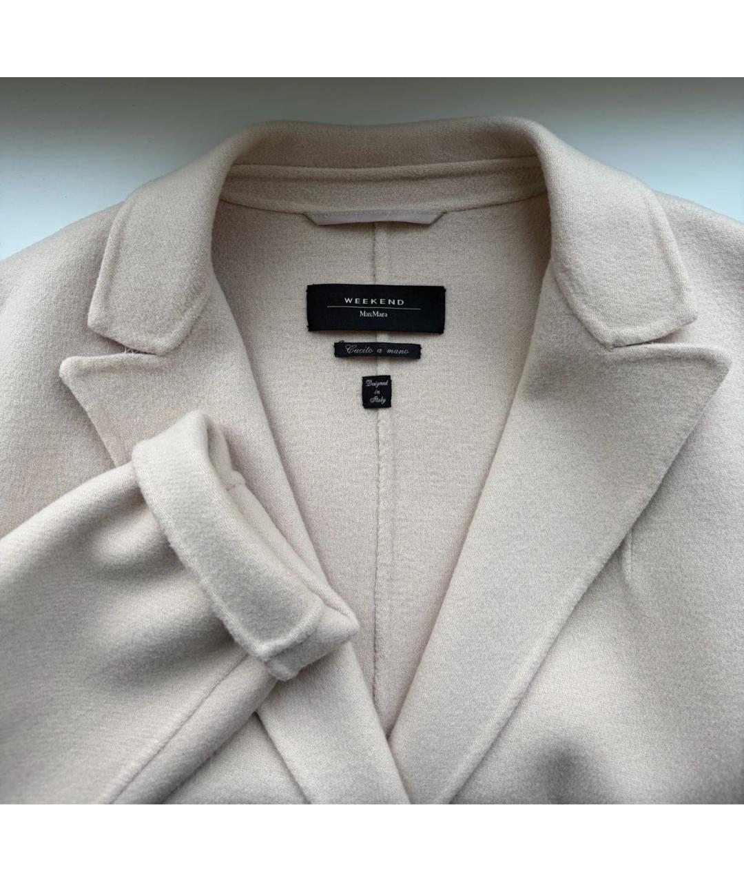 WEEKEND MAX MARA Бежевое шерстяное пальто, фото 4