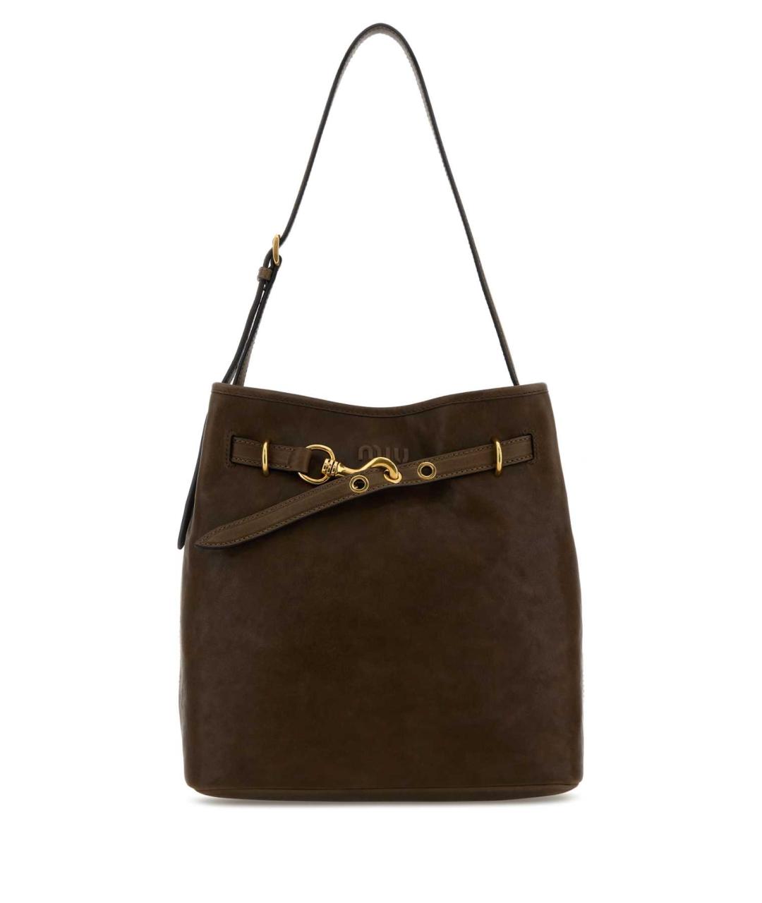 MIU MIU Коричневая кожаная сумка с короткими ручками, фото 1