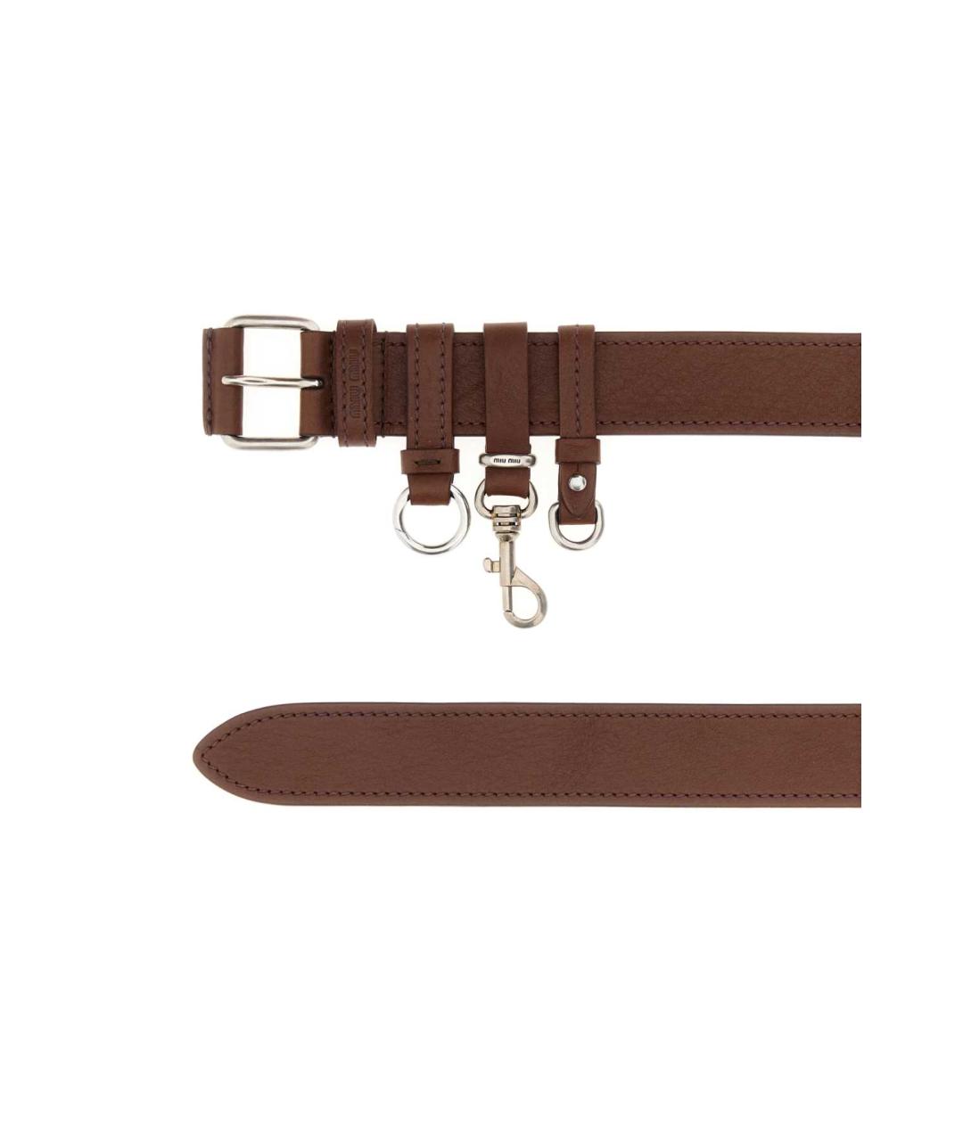 MIU MIU Коричневый кожаный ремень, фото 2