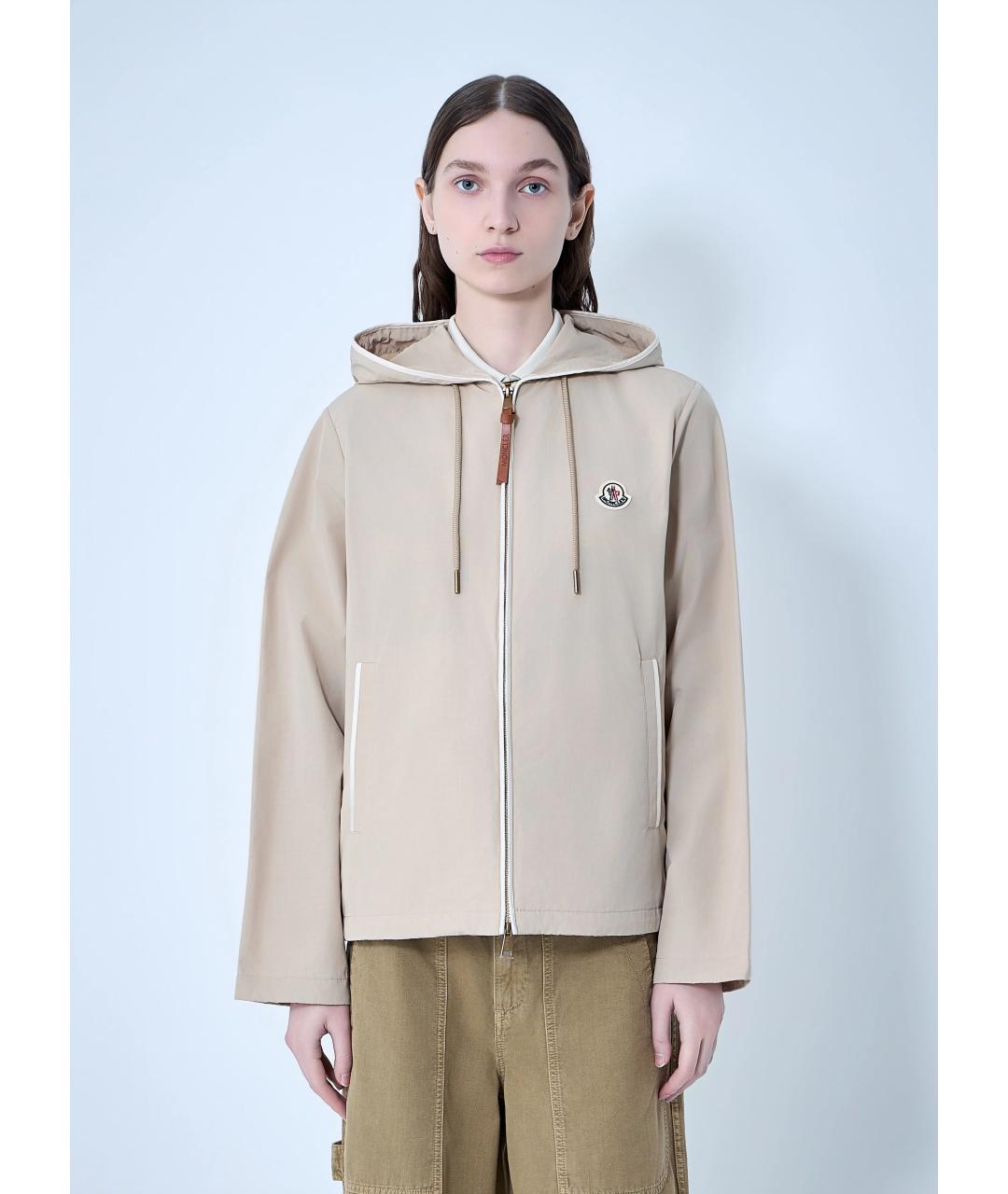 MONCLER Бежевая полиэстеровая куртка, фото 2