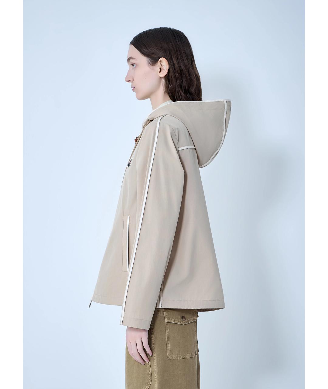 MONCLER Бежевая полиэстеровая куртка, фото 3
