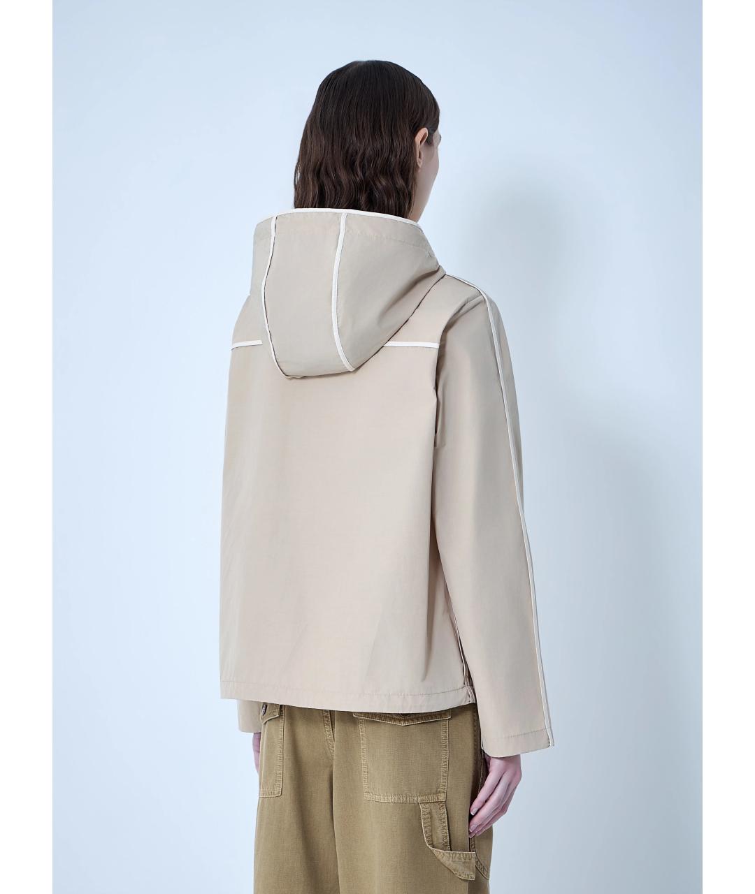 MONCLER Бежевая полиэстеровая куртка, фото 4