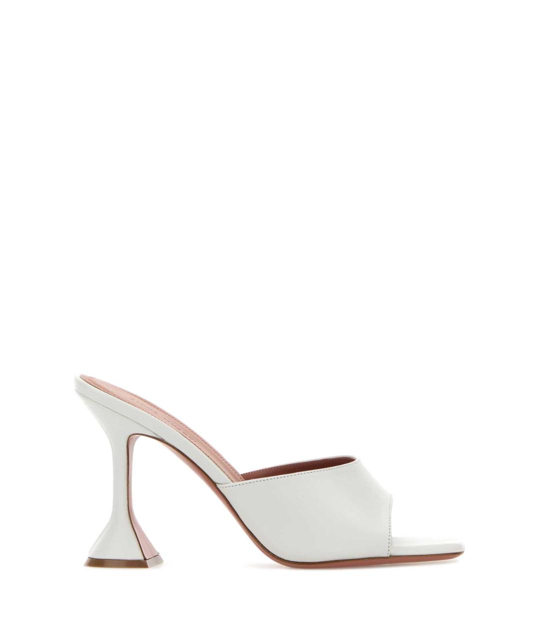 Amina Muaddi Белые кожаные мюли, фото 1