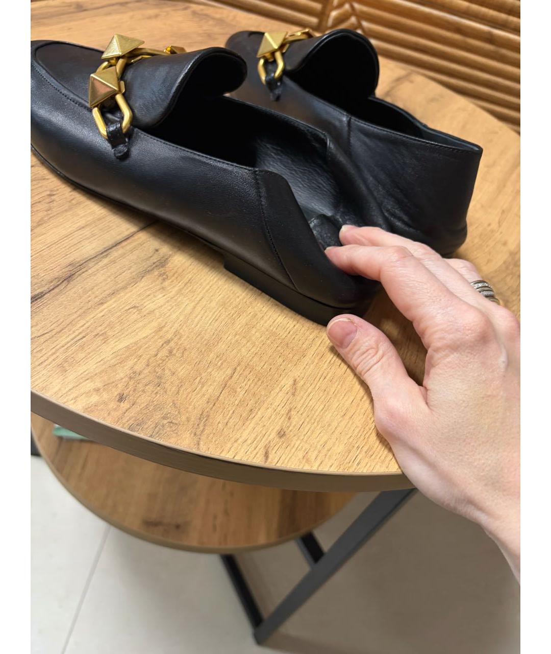 VALENTINO Черные кожаные лоферы, фото 6