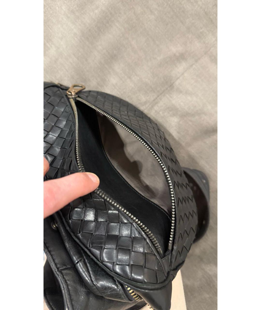 BOTTEGA VENETA Черная кожаная поясная сумка, фото 4