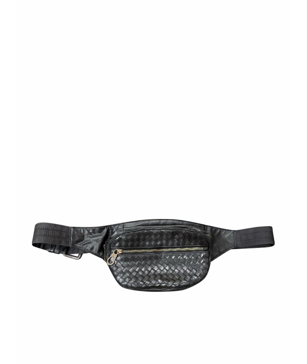 BOTTEGA VENETA Черная кожаная поясная сумка, фото 1