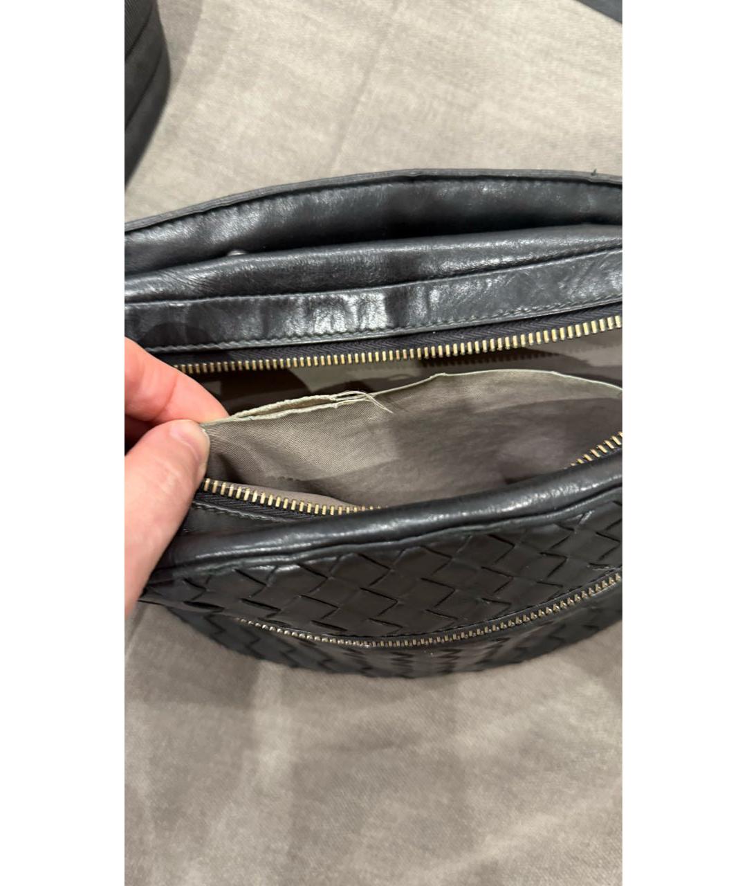 BOTTEGA VENETA Черная кожаная поясная сумка, фото 5