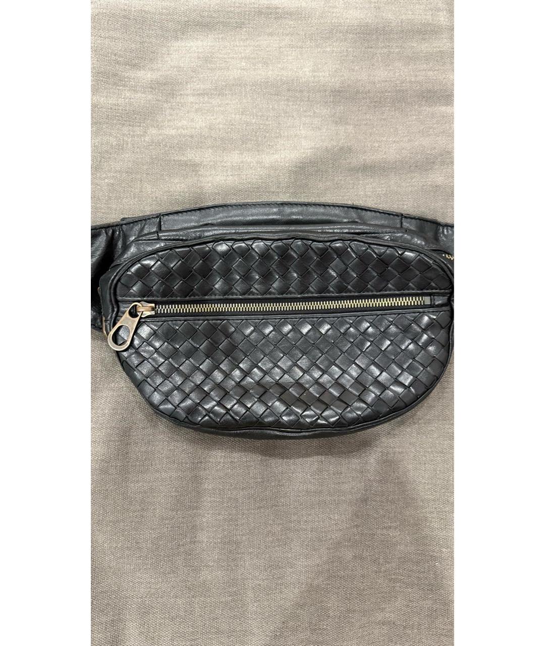 BOTTEGA VENETA Черная кожаная поясная сумка, фото 2