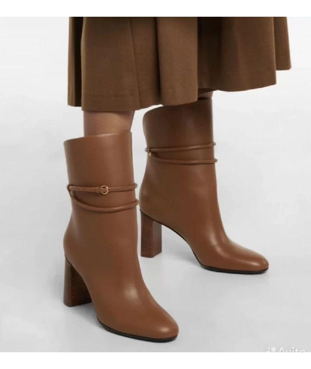 MAX MARA Коричневые кожаные ботильоны, фото 4