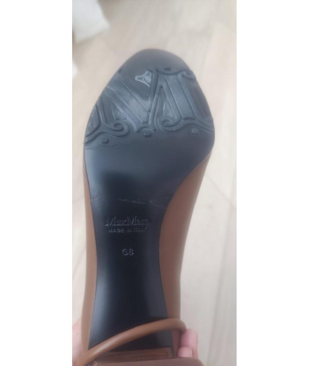 MAX MARA Коричневые кожаные ботильоны, фото 5