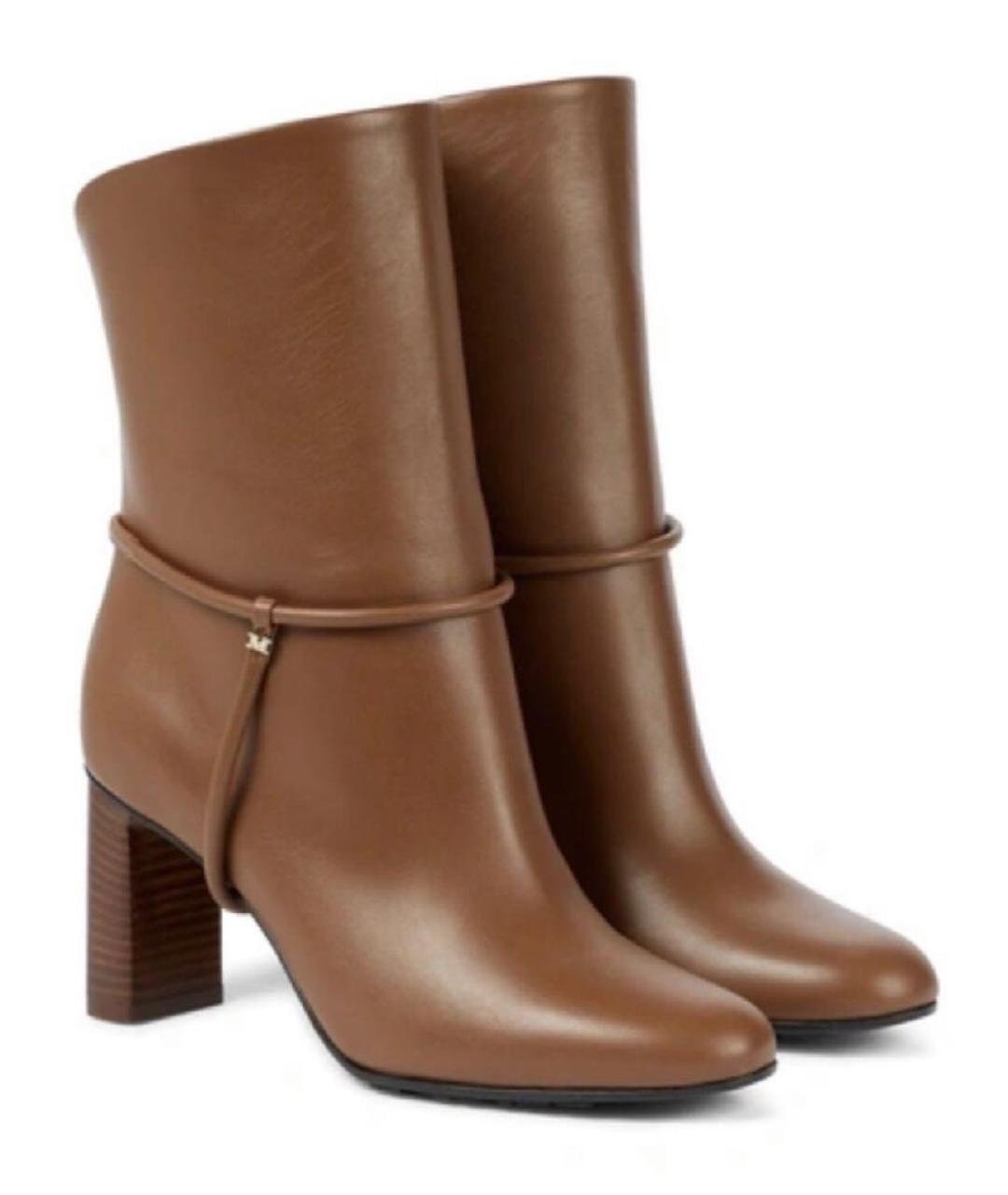 MAX MARA Коричневые кожаные ботильоны, фото 2