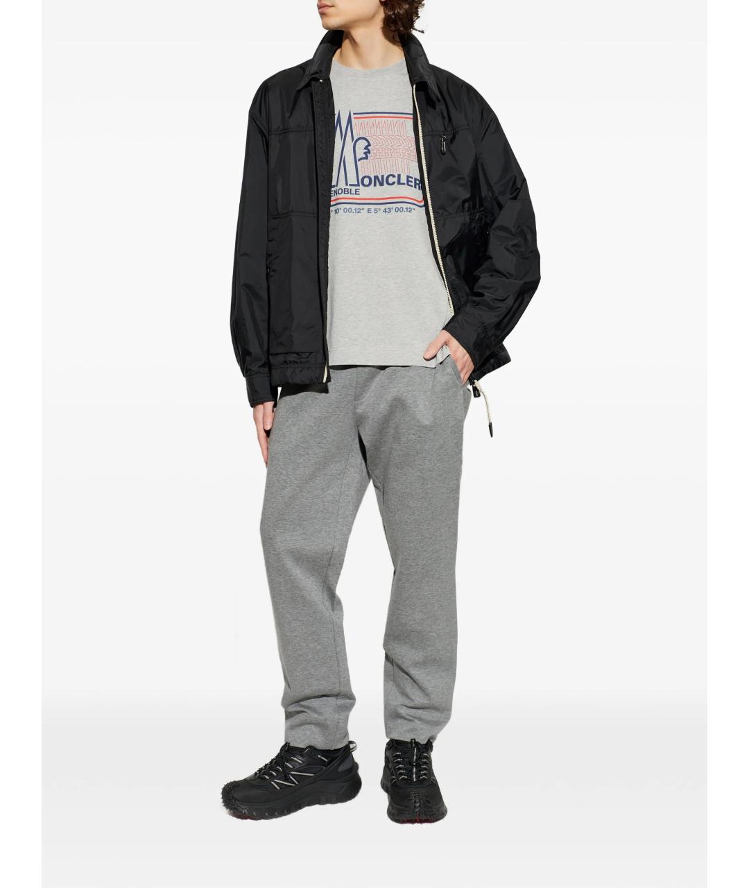 MONCLER Серые хлопковые повседневные брюки, фото 2
