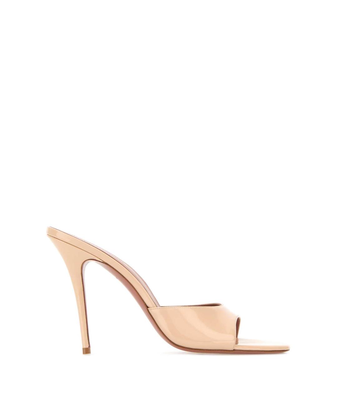 Amina Muaddi Бежевые мюли из лакированной кожи, фото 1