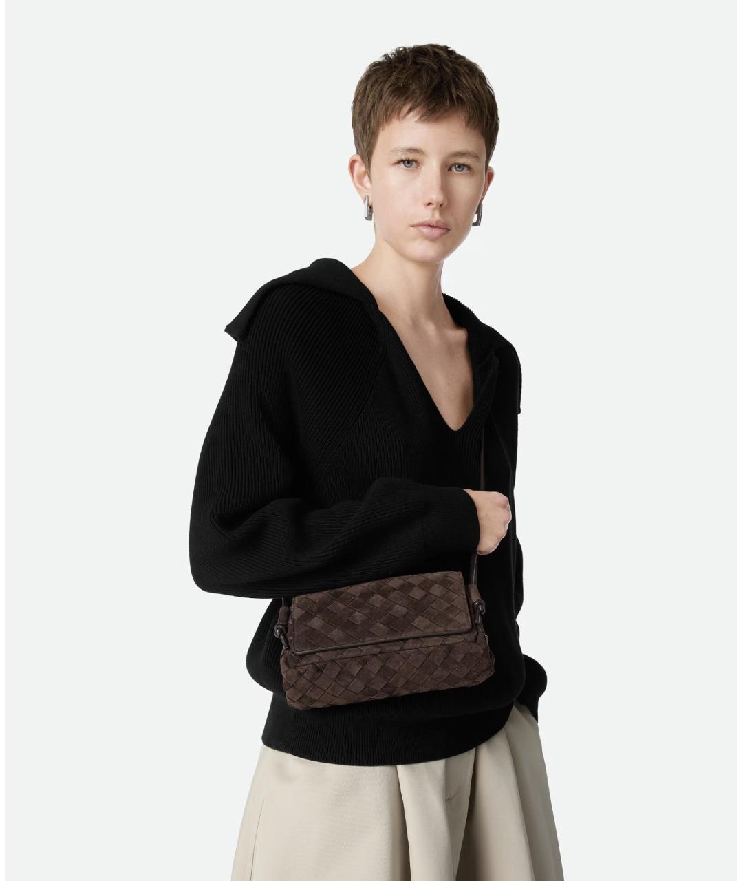 BOTTEGA VENETA Коричневая замшевая сумка через плечо, фото 2