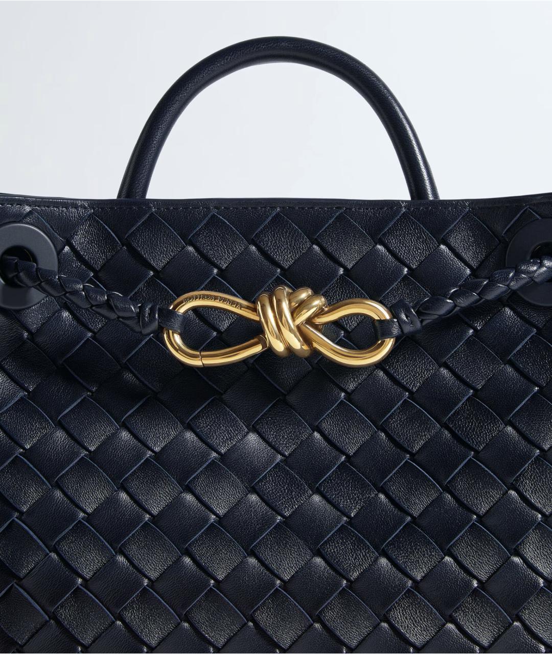 BOTTEGA VENETA Темно-синяя кожаная сумка тоут, фото 7