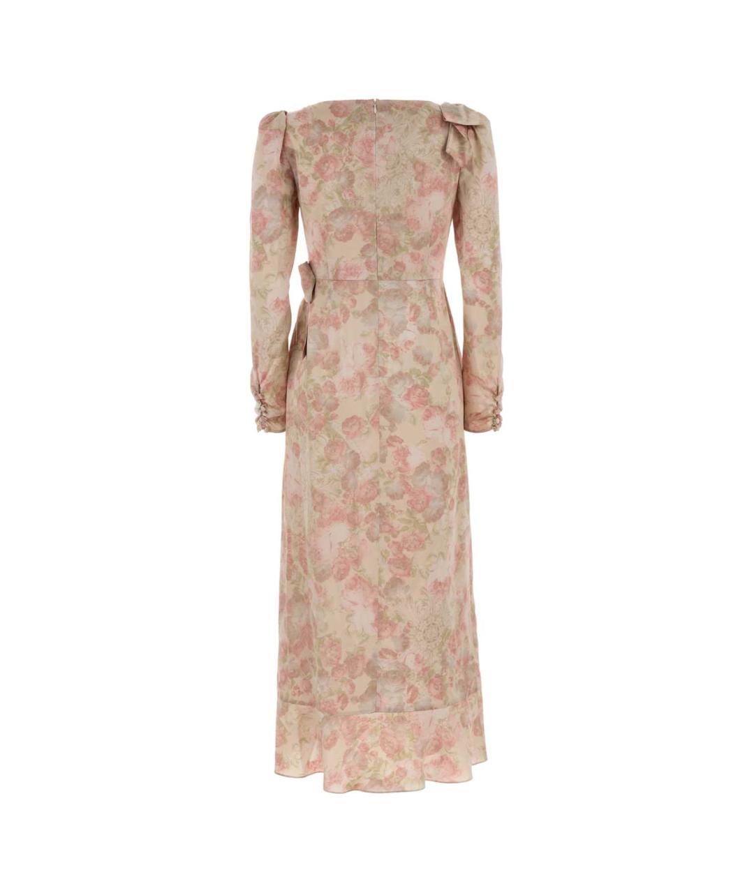 ALESSANDRA RICH Бежевое шелковое повседневное платье, фото 2