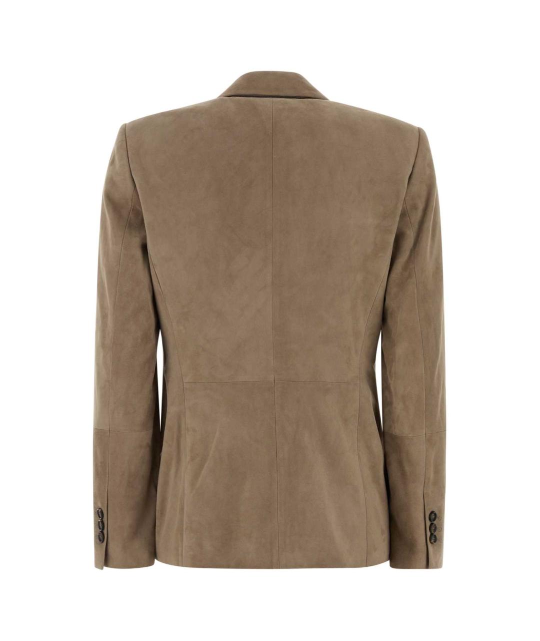 BRUNELLO CUCINELLI Бежевый замшевый жакет/пиджак, фото 2