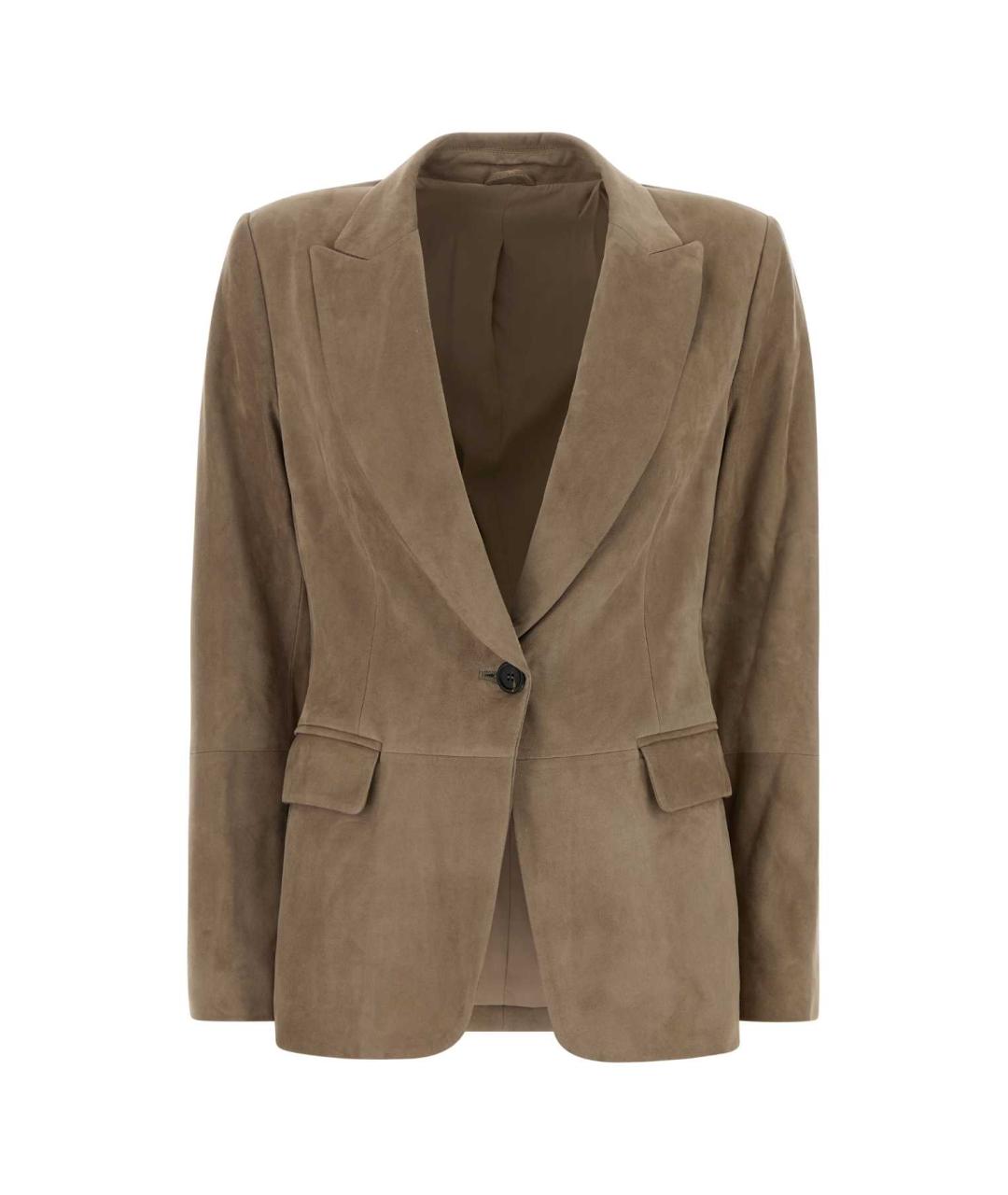 BRUNELLO CUCINELLI Бежевый замшевый жакет/пиджак, фото 1