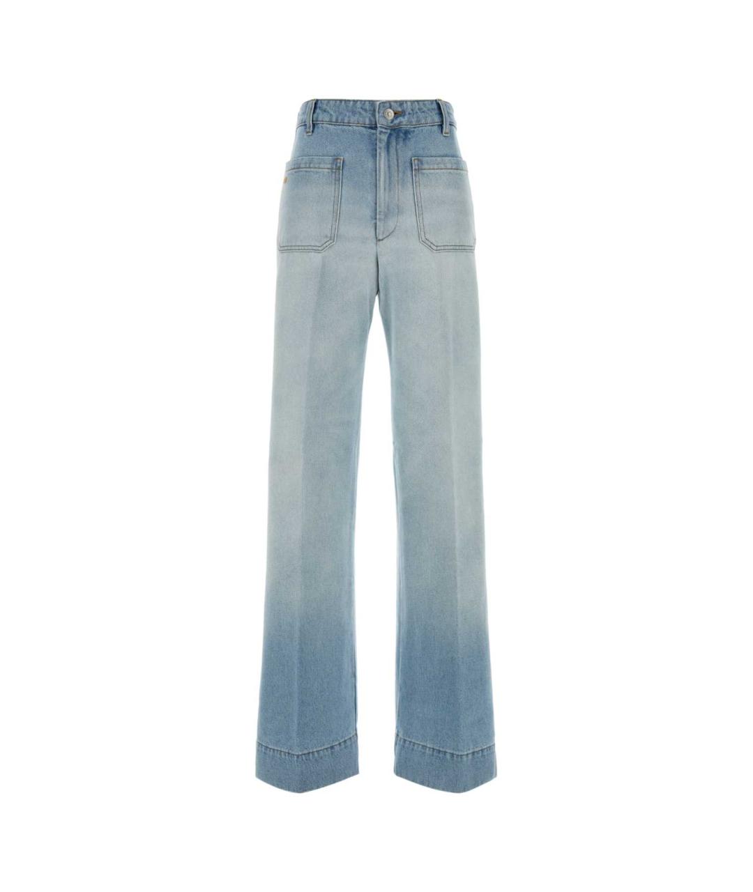 VICTORIA BECKHAM Синие хлопковые прямые джинсы, фото 1